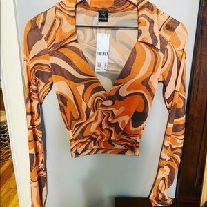 Urban Outfitters 70s Swirl Mesh Top